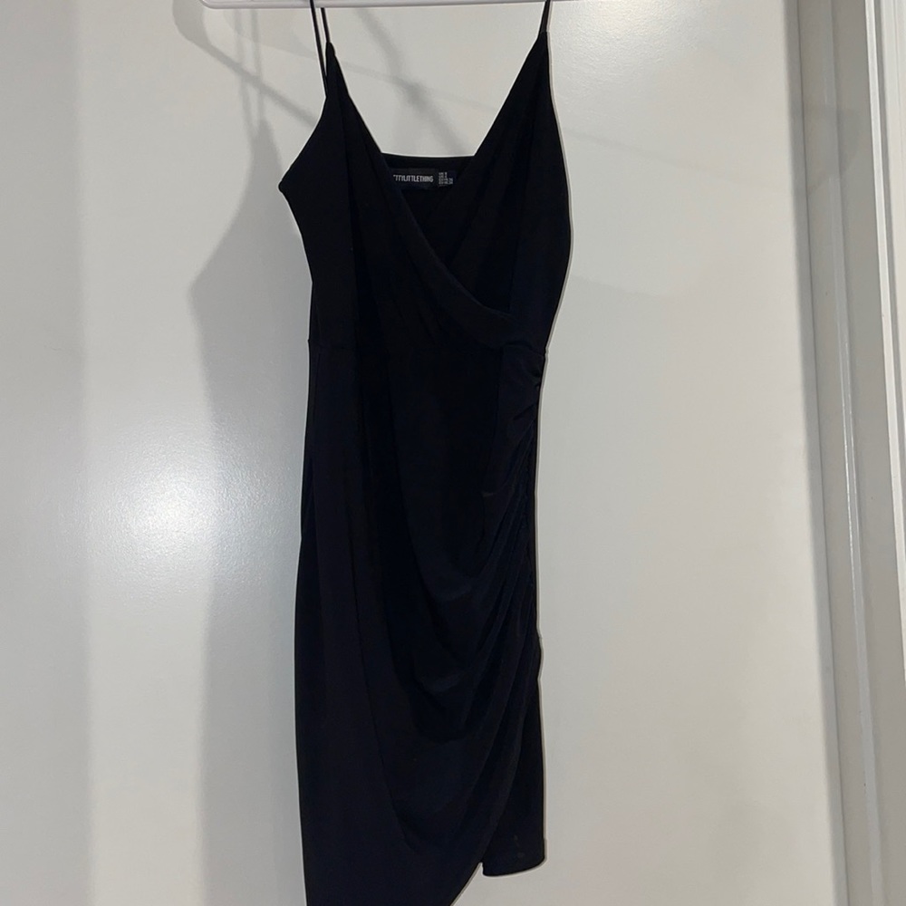 Black mini dress with slip